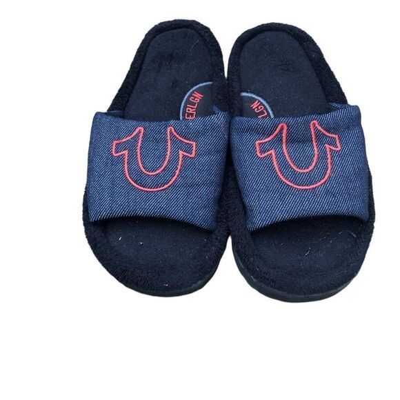 TRUE Religion Slides Slippers BIG LOGO House Slippers Size 10 - Picture 3 of 11